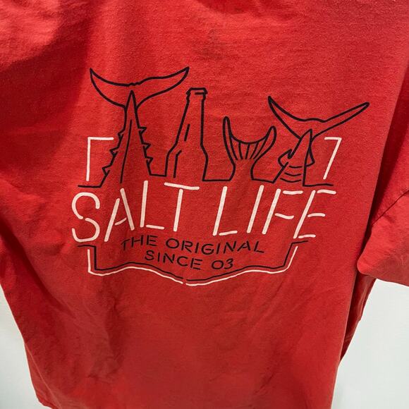 Salt Life Men’s XL Fish And Beer Graphic T-shirt ~ Red - Picture 4 of 5